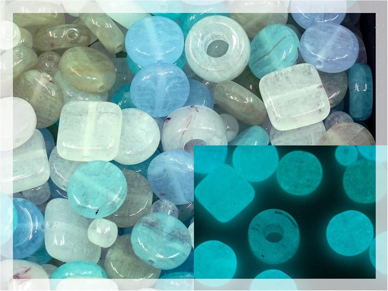 0.88oz Czech Glow-in-the-Dark Blue Glass Beads Mix (Mix 001 - Glow Blue)